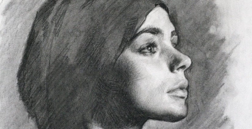 Portrait drawing technique with charcoal, Louis Smith